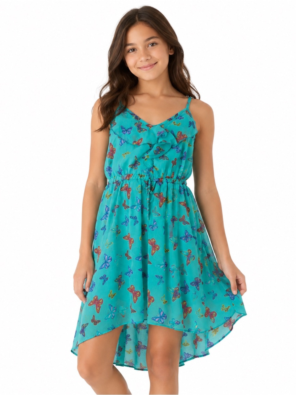 Teal Butterfly Dress Juniors 10/12 Y2K Fairycore Mini Dress